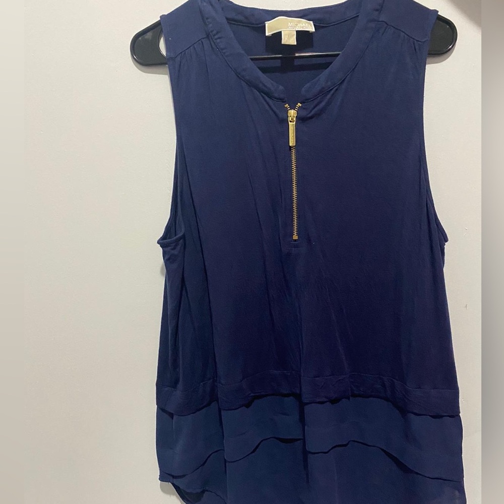Beautiful Michael Kors navy blue and gold zip up top.